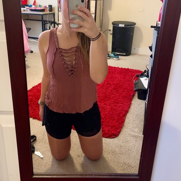 Charlotte Russe Tops - Lace Up Charlotte Russe Tank Top